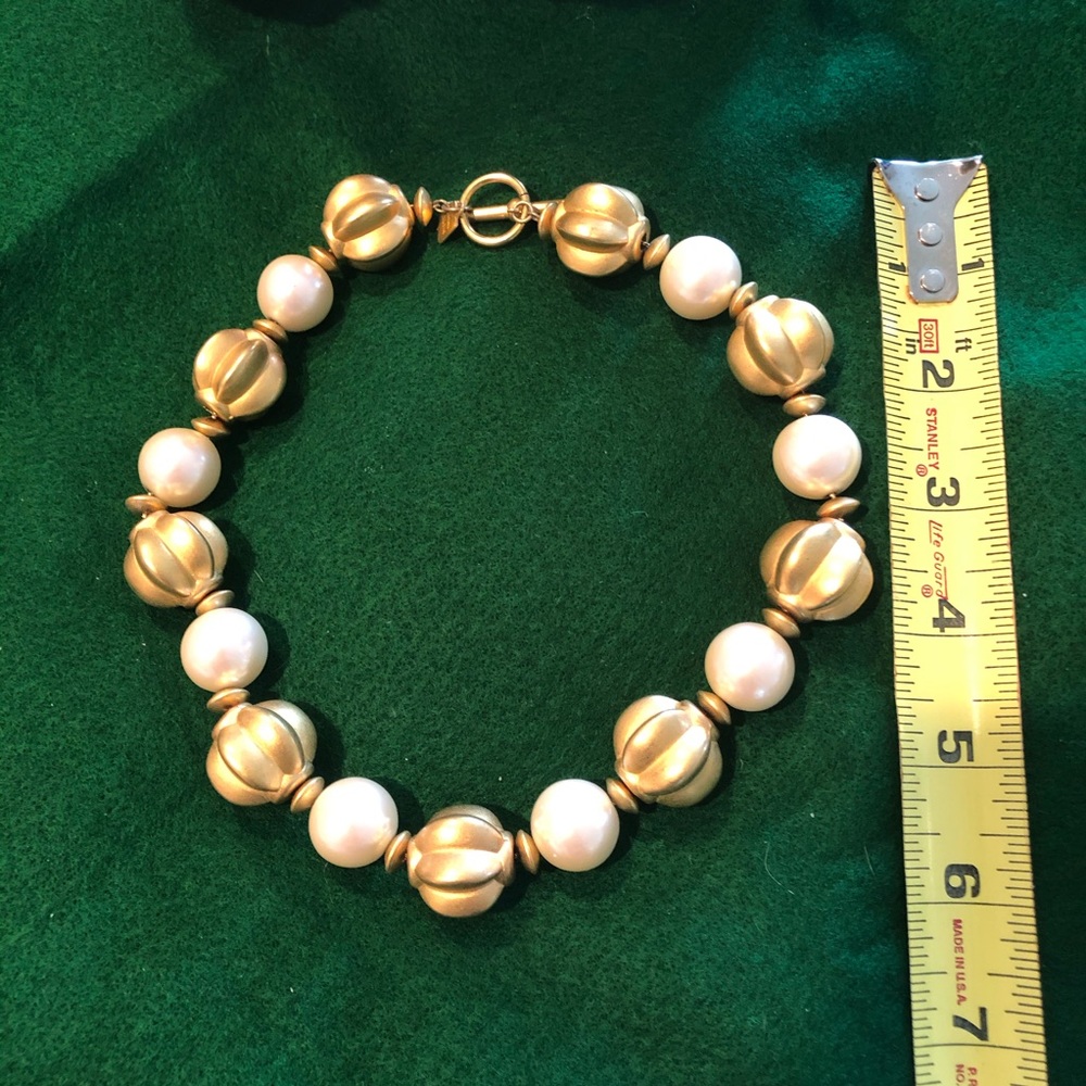 Necklace - Vintage Gold and Pearl Chunky Beads